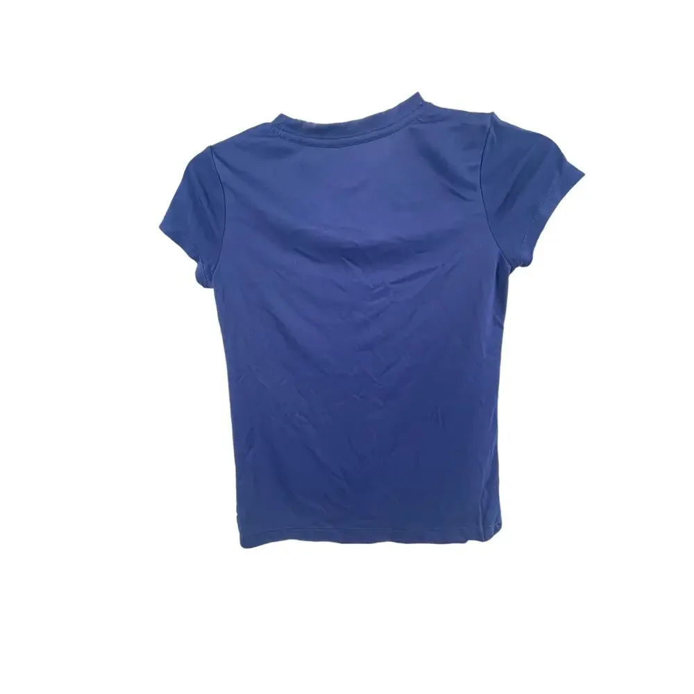 BCG Girls Blue Pink Graphic Chasing Goals Daily T-Shirt Youth Size Medium